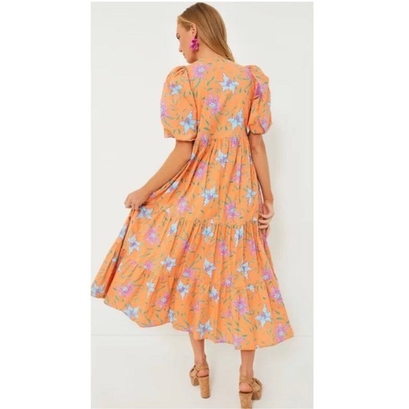 Tuckernuck Hyacinth House Dress Womens Orange Floral Cisco Maxi Small NWT $168 - Picture 3 of 14